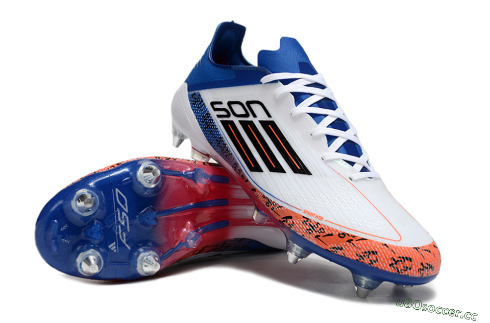 Men's Adidas F50 Elite SG Soft Ground Low-Tops Football Boots - White/Black/Red/Blue 3