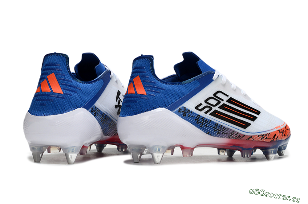 Men's Adidas F50 Elite SG Soft Ground Low-Tops Football Boots - White/Black/Red/Blue 6