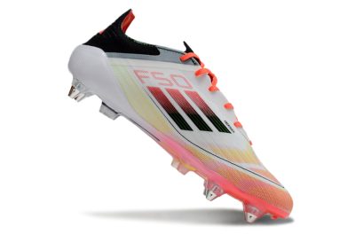 Men's Adidas F50 Elite SG Soft Ground Low-Tops Football Boots - White/Red/Yellow/Black