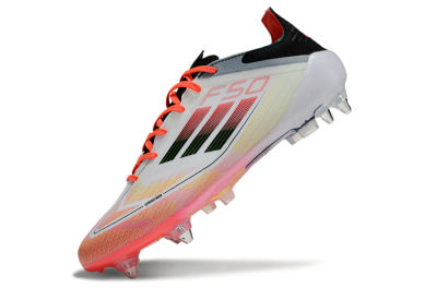 Men's Adidas F50 Elite SG Soft Ground Low-Tops Football Boots - White/Red/Yellow/Black