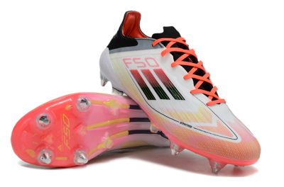 Men's Adidas F50 Elite SG Soft Ground Low-Tops Football Boots - White/Red/Yellow/Black