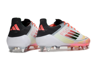 Men's Adidas F50 Elite SG Soft Ground Low-Tops Football Boots - White/Red/Yellow/Black