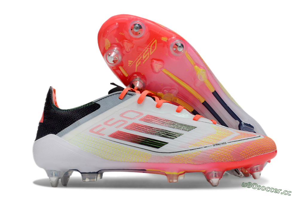 Men's Adidas F50 Elite SG Soft Ground Low-Tops Football Boots - White/Red/Yellow/Black 2