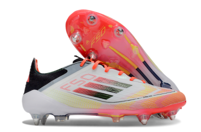Men's Adidas F50 Elite SG Soft Ground Low-Tops Football Boots - White/Red/Yellow/Black