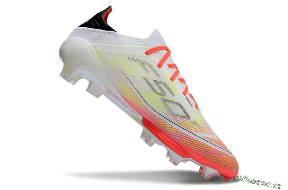Men's Adidas F50 Lightstrike Elite Laceless FG Firm Ground Low-Tops Football Boots - White/Red/Yellow 4