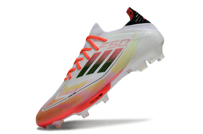 Men's Adidas F50 Lightstrike Elite Laceless FG Firm Ground Low-Tops Football Boots - White/Red/Yellow
