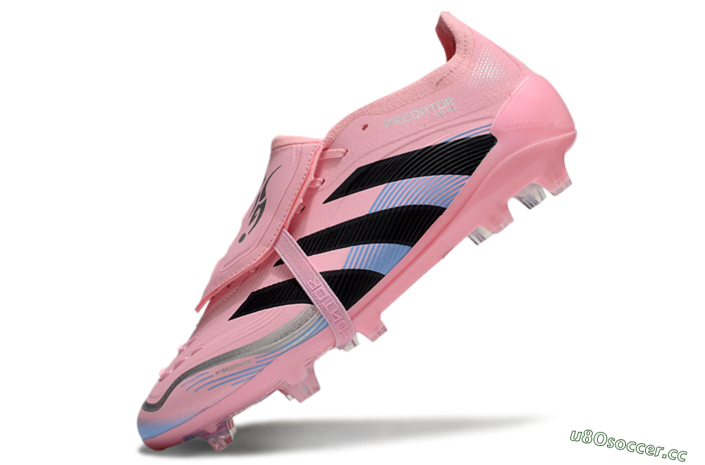 Unisex Adidas Predator Elite 25 Foldover Tongue FG Firm Ground Low-Tops Football Boots - Pink/Black/Blue 5