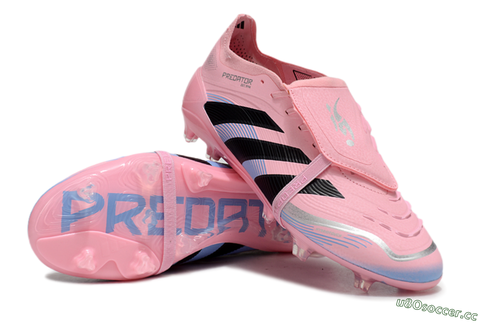 Unisex Adidas Predator Elite 25 Foldover Tongue FG Firm Ground Low-Tops Football Boots - Pink/Black/Blue 3