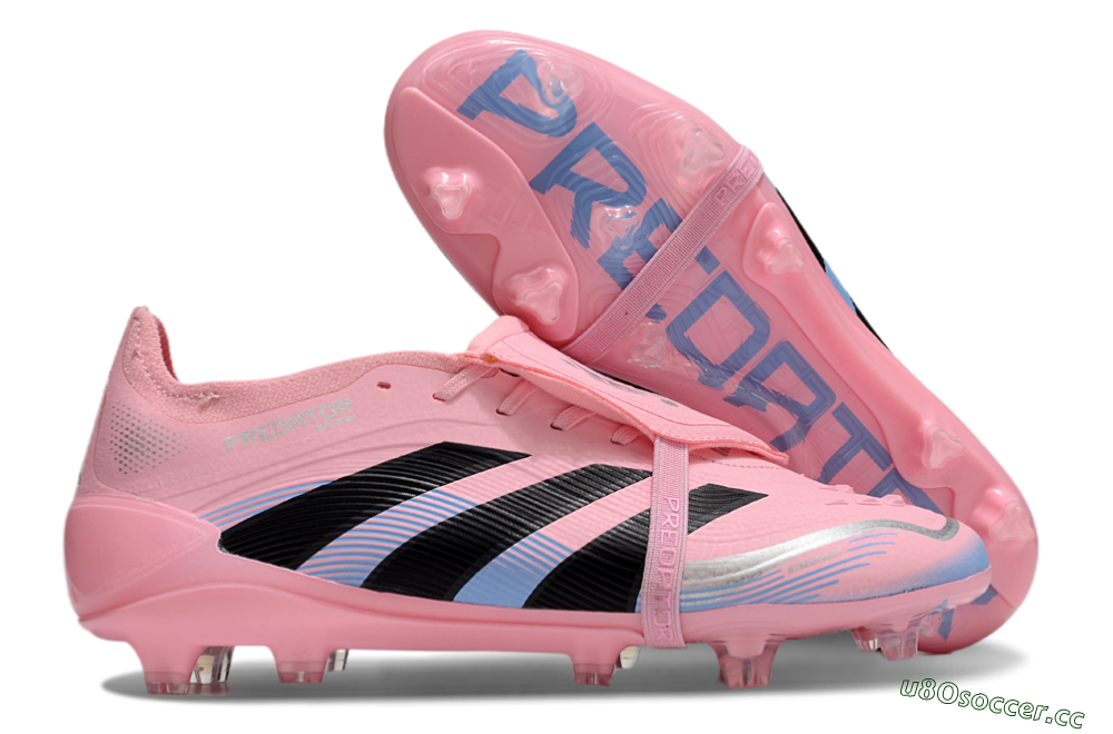 Unisex Adidas Predator Elite 25 Foldover Tongue FG Firm Ground Low-Tops Football Boots - Pink/Black/Blue 2