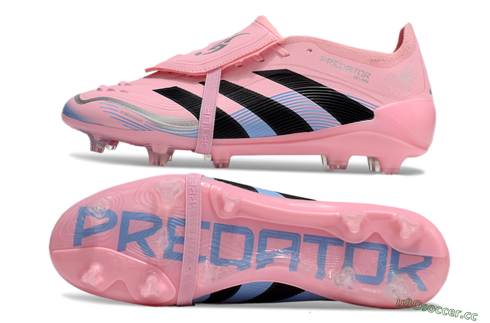Unisex Adidas Predator Elite 25 Foldover Tongue FG Firm Ground Low-Tops Football Boots - Pink/Black/Blue 1