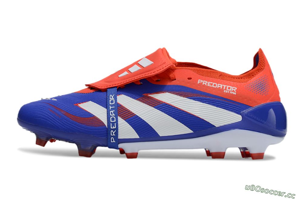 Unisex Adidas Predator Elite 25 Foldover Tongue FG Firm Ground Low-Tops Football Boots - Blue/White/Red 0