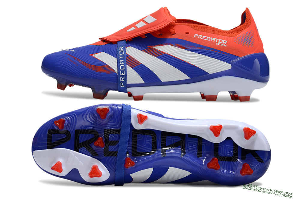 Unisex Adidas Predator Elite 25 Foldover Tongue FG Firm Ground Low-Tops Football Boots - Blue/White/Red 1