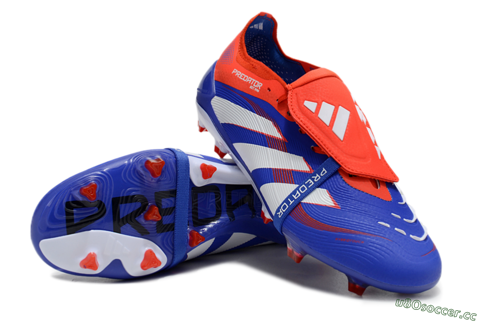 Unisex Adidas Predator Elite 25 Foldover Tongue FG Firm Ground Low-Tops Football Boots - Blue/White/Red 3