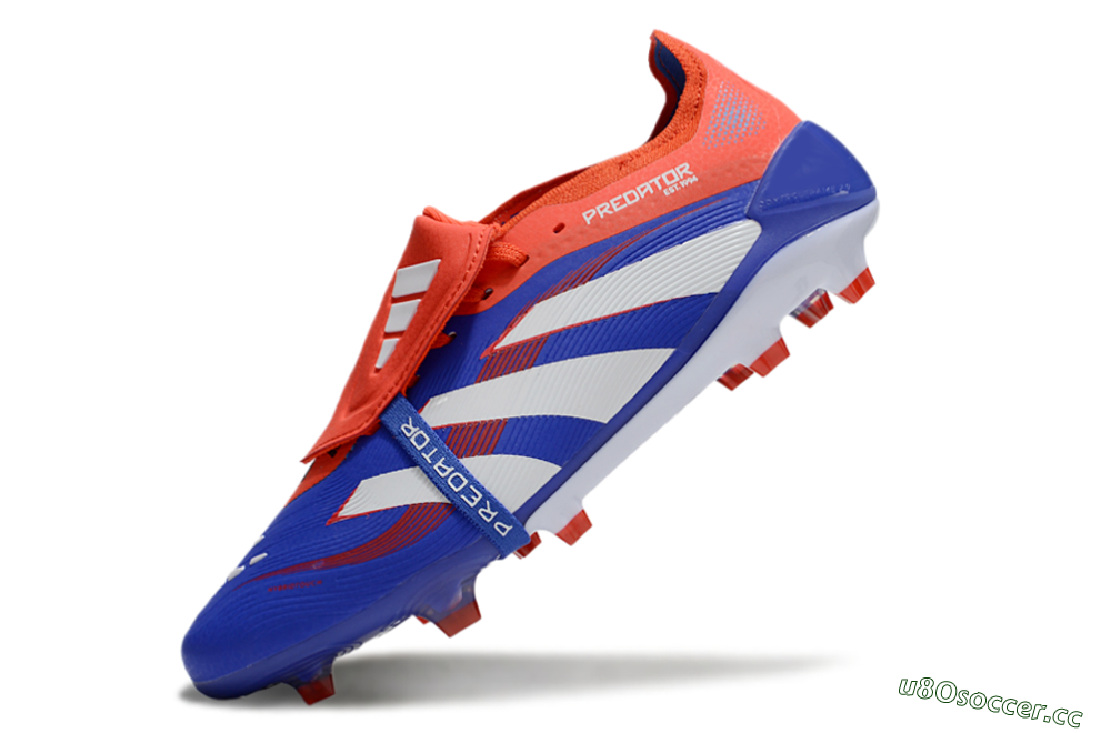 Unisex Adidas Predator Elite 25 Foldover Tongue FG Firm Ground Low-Tops Football Boots - Blue/White/Red 5