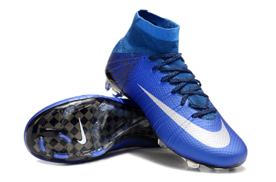 Men's Nike Mercurial Superfly 4 CR7 FG Firm Ground High-Tops Football Boots - Blue/White/Black