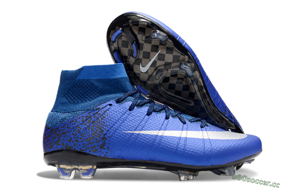 Men's Nike Mercurial Superfly 4 CR7 FG Firm Ground High-Tops Football Boots - Blue/White/Black 2