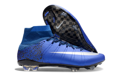 Men's Nike Mercurial Superfly 4 CR7 FG Firm Ground High-Tops Football Boots - Blue/White/Black