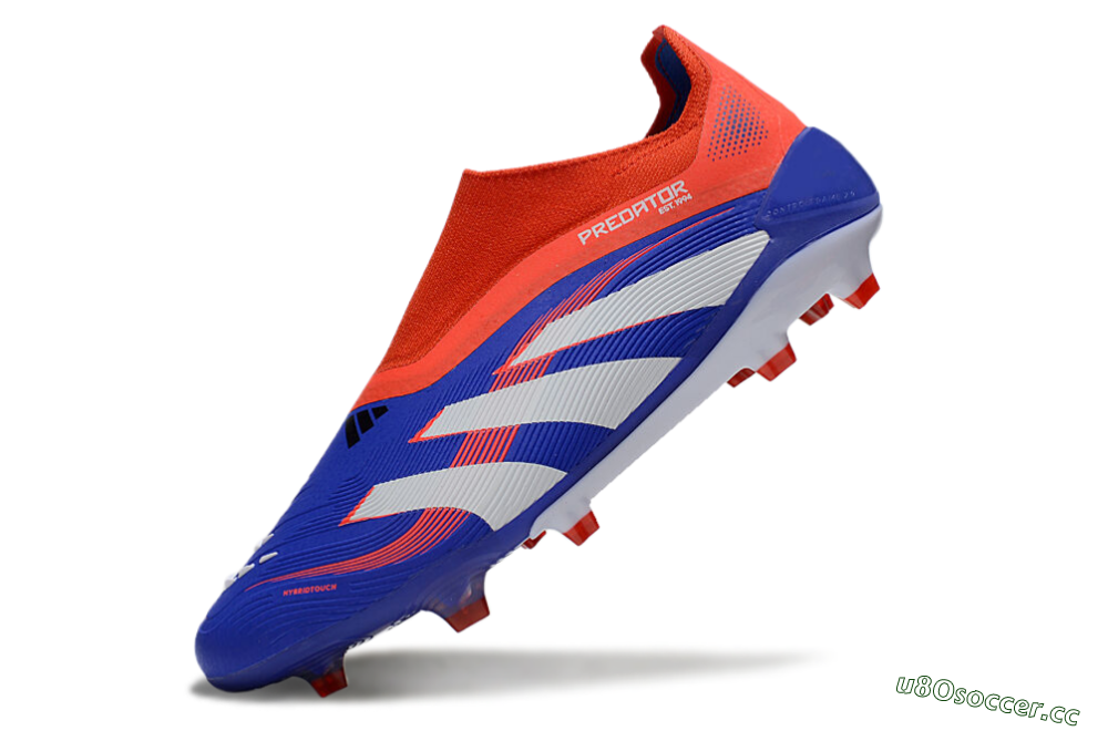 Unisex Adidas Predator 25 Elite Laceless FG Firm Ground Low-Tops Football Boots - Blue/White/Red 5