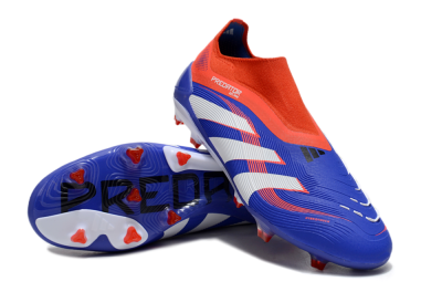 Unisex Adidas Predator 25 Elite Laceless FG Firm Ground Low-Tops Football Boots - Blue/White/Red