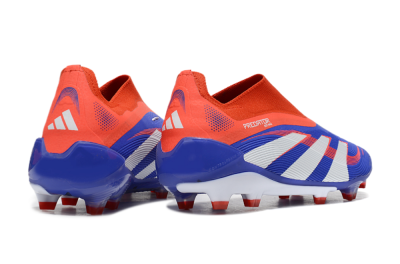 Unisex Adidas Predator 25 Elite Laceless FG Firm Ground Low-Tops Football Boots - Blue/White/Red