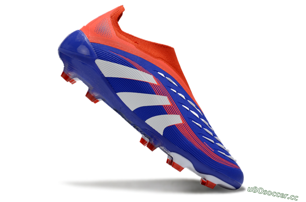 Unisex Adidas Predator 25 Elite Laceless FG Firm Ground Low-Tops Football Boots - Blue/White/Red 4