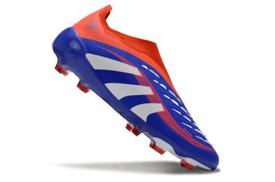 Unisex Adidas Predator 25 Elite Laceless FG Firm Ground Low-Tops Football Boots - Blue/White/Red