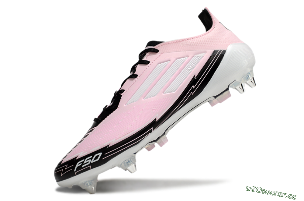 Men's Messi x Adidas F50 Elite SG Soft Ground Low-Tops Football Boots - Pink/White/Black 5
