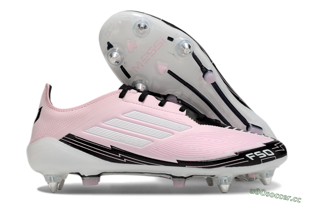 Men's Messi x Adidas F50 Elite SG Soft Ground Low-Tops Football Boots - Pink/White/Black 2