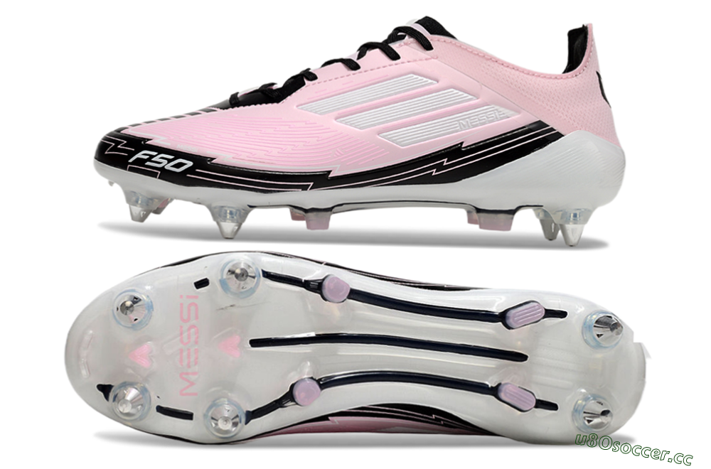 Men's Messi x Adidas F50 Elite SG Soft Ground Low-Tops Football Boots - Pink/White/Black 1