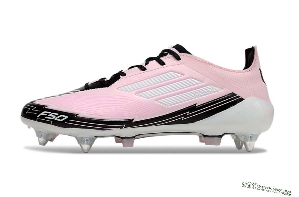 Men's Messi x Adidas F50 Elite SG Soft Ground Low-Tops Football Boots - Pink/White/Black 0