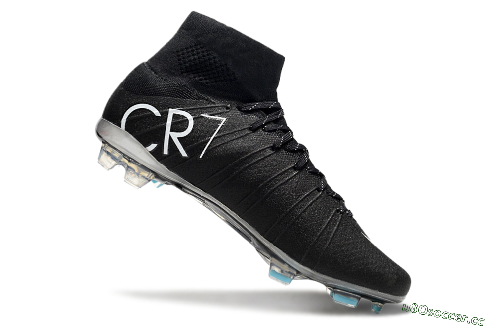 Men's Nike Mercurial Superfly 4 CR7 FG Firm Ground High-Tops Football Boots - Black/White/Blue 4