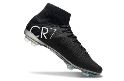 Men's Nike Mercurial Superfly 4 CR7 FG Firm Ground High-Tops Football Boots - Black/White/Blue