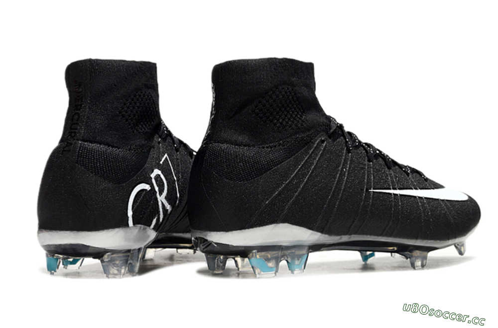 Men's Nike Mercurial Superfly 4 CR7 FG Firm Ground High-Tops Football Boots - Black/White/Blue 6