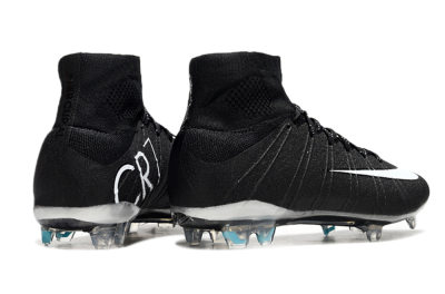 Men's Nike Mercurial Superfly 4 CR7 FG Firm Ground High-Tops Football Boots - Black/White/Blue