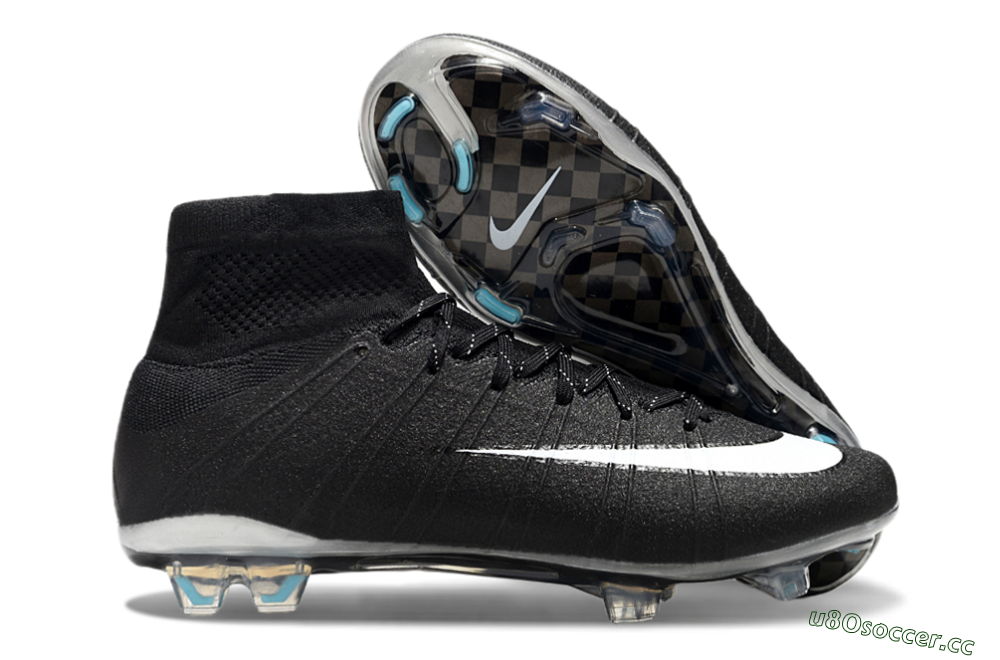 Men's Nike Mercurial Superfly 4 CR7 FG Firm Ground High-Tops Football Boots - Black/White/Blue 2