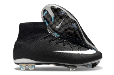 Men's Nike Mercurial Superfly 4 CR7 FG Firm Ground High-Tops Football Boots - Black/White/Blue