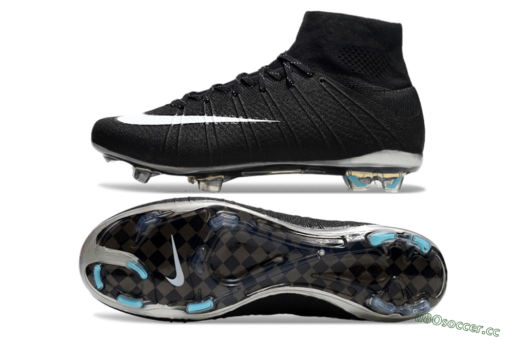 Men's Nike Mercurial Superfly 4 CR7 FG Firm Ground High-Tops Football Boots - Black/White/Blue 1