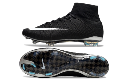 Men's Nike Mercurial Superfly 4 CR7 FG Firm Ground High-Tops Football Boots - Black/White/Blue
