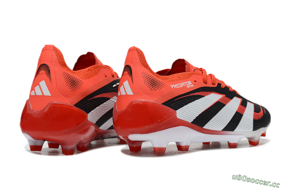 Unisex Adidas Predator 25 Elite FG Firm Ground Low-Tops Football Boots - Black/White/Red 6