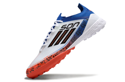Men's Adidas F50 Elite TF Artificial Turf Low-Tops Football Shoes - White/Black/Blue/Red