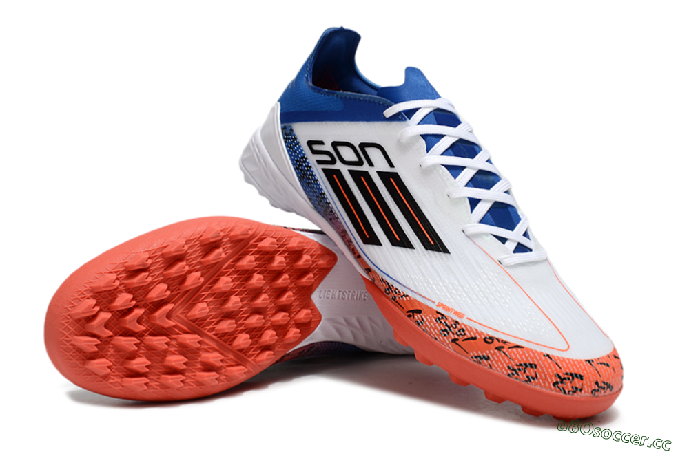 Men's Adidas F50 Elite TF Artificial Turf Low-Tops Football Shoes - White/Black/Blue/Red 3