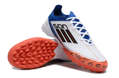 Men's Adidas F50 Elite TF Artificial Turf Low-Tops Football Shoes - White/Black/Blue/Red