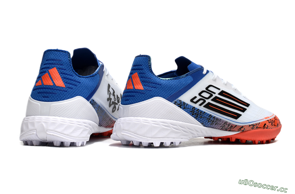 Men's Adidas F50 Elite TF Artificial Turf Low-Tops Football Shoes - White/Black/Blue/Red 6