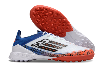 Men's Adidas F50 Elite TF Artificial Turf Low-Tops Football Shoes - White/Black/Blue/Red