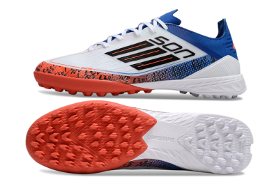 Men's Adidas F50 Elite TF Artificial Turf Low-Tops Football Shoes - White/Black/Blue/Red