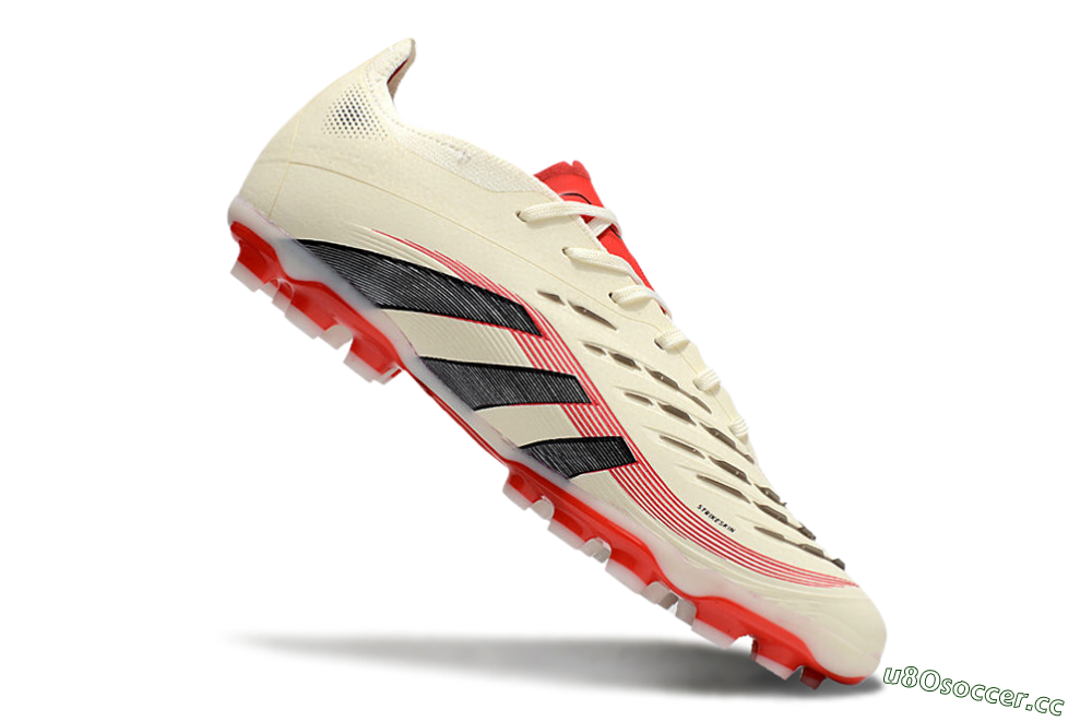 Unisex Adidas Predator 25+ Elite AG Artificial Grass Low-Tops Football Boots - Beige/Red/Black 4