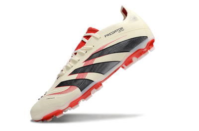 Unisex Adidas Predator 25+ Elite AG Artificial Grass Low-Tops Football Boots - Beige/Red/Black