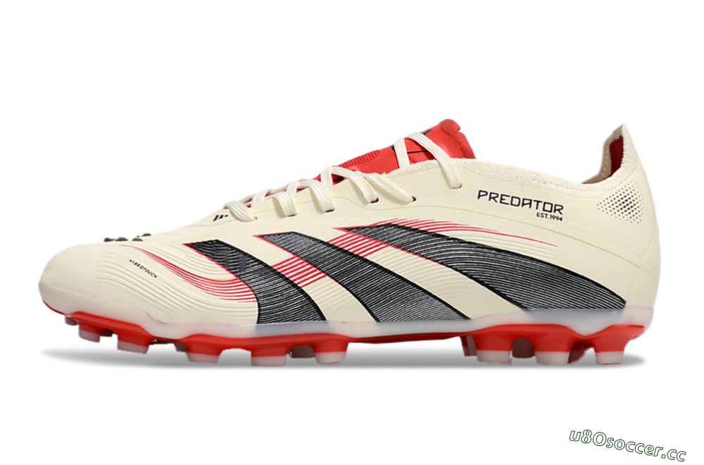 Unisex Adidas Predator 25+ Elite AG Artificial Grass Low-Tops Football Boots - Beige/Red/Black 0