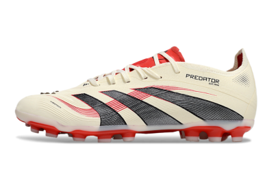 Unisex Adidas Predator 25+ Elite AG Artificial Grass Low-Tops Football Boots - Beige/Red/Black