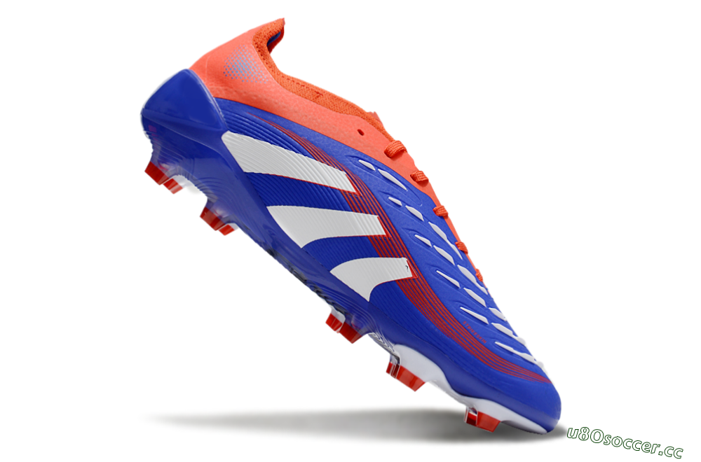 Unisex Adidas Predator 25 Elite FG Firm Ground Low-Tops Football Boots - Blue/White/Red 4